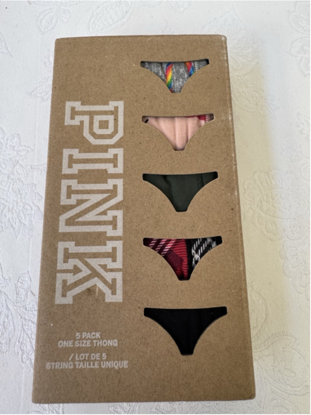 VIctoria's Secret Pink Boxed 5 Pack Gift Set One Size Seamless Thongs Panties
